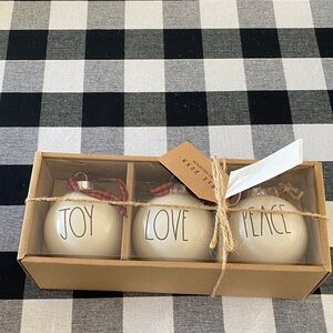 Rae Dunn Joy Love Peace Holiday Ornaments
